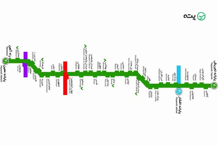 نقشه بی آر تی تهران خط ۷