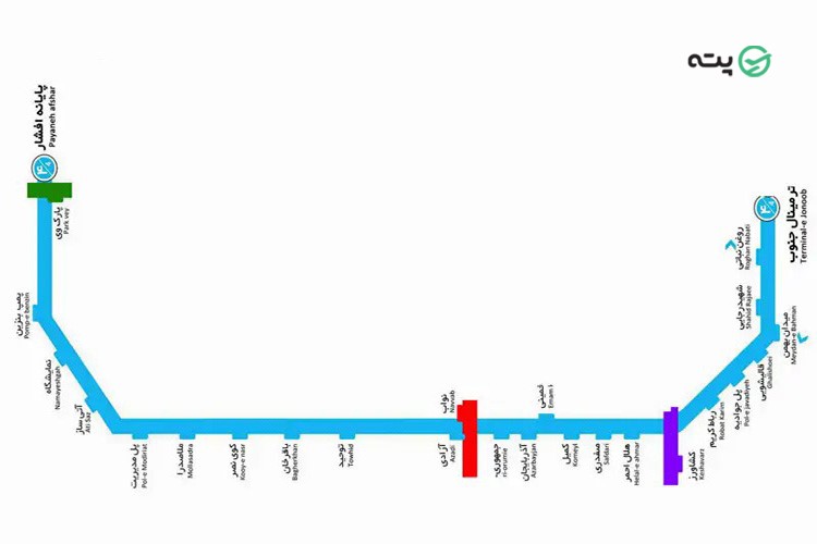 نقشه بی آر تی تهران خط ۴