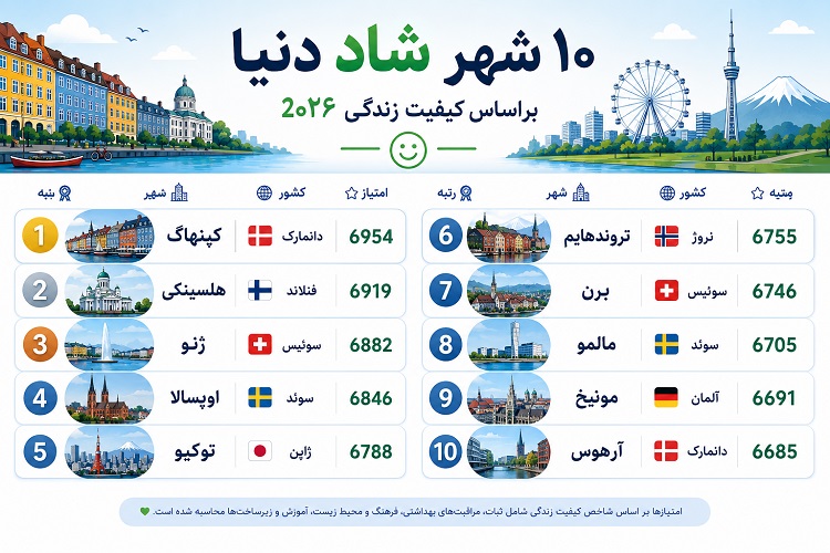 شادترین شهرهای دنیا 2026